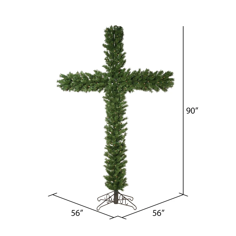 7.5ft. Pre-Lit Artificial Christmas Cross, Clear Dura-Lit® Lights