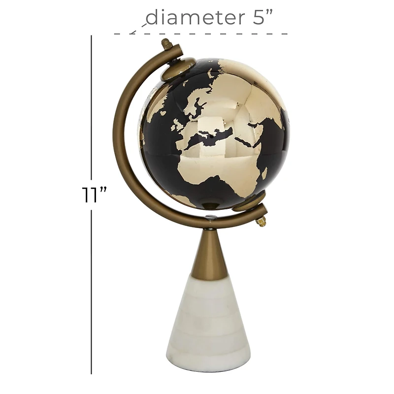 11" Gold Ceramic Modern Globe