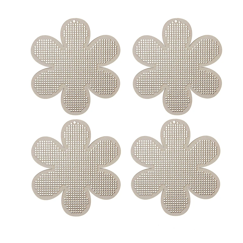 4" Flower Cross Stitch Wood Canvas, 4ct. by Loops & Threads®