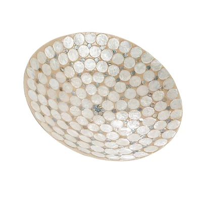 Hello Honey® 14.5" White & Natural Round Decorative Capiz Bowl