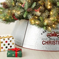 Glitzhome® 40.5" Christmas Galvanized Metal Truck Tree Collar