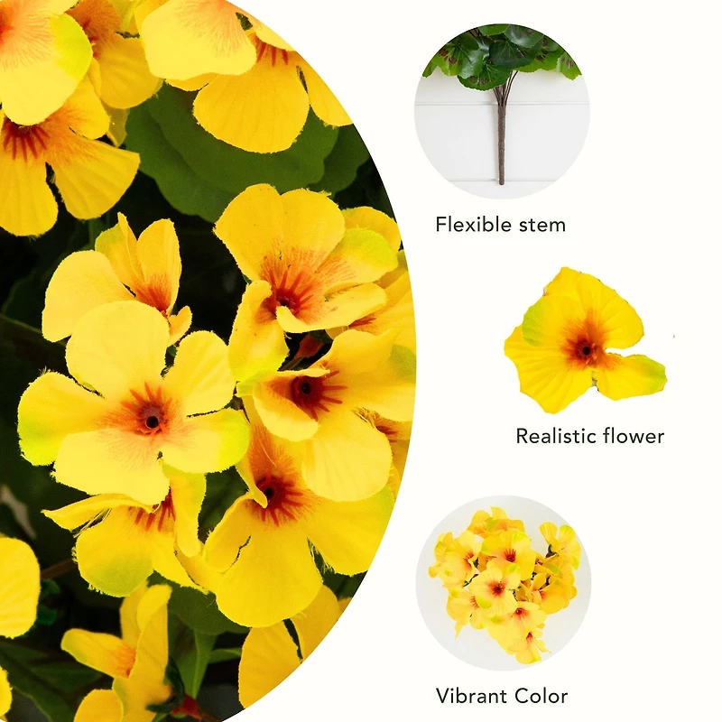 19" UV Resistant Artificial Geranium Bush (Indoor/Outdoor) - Set of 3