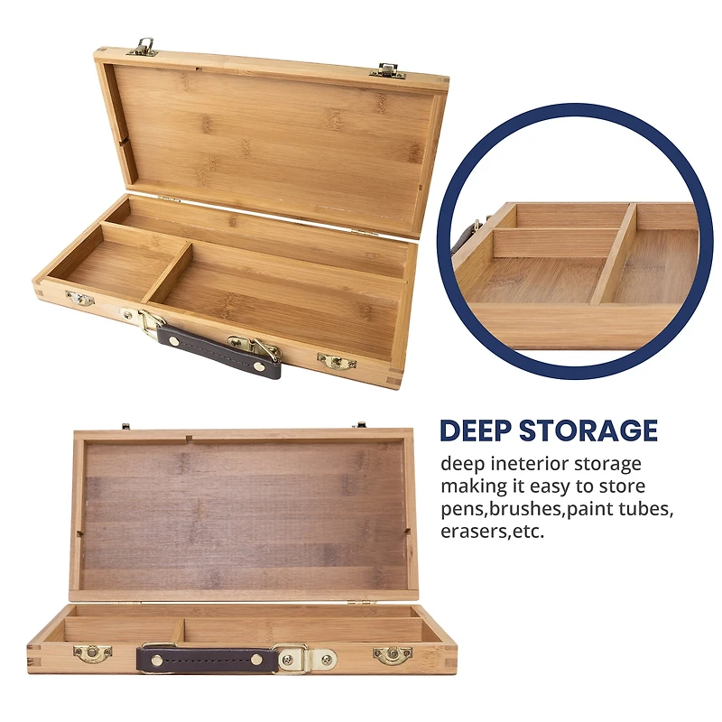 Pacific Arc 13" Bamboo Paint Box with 3 Compartments