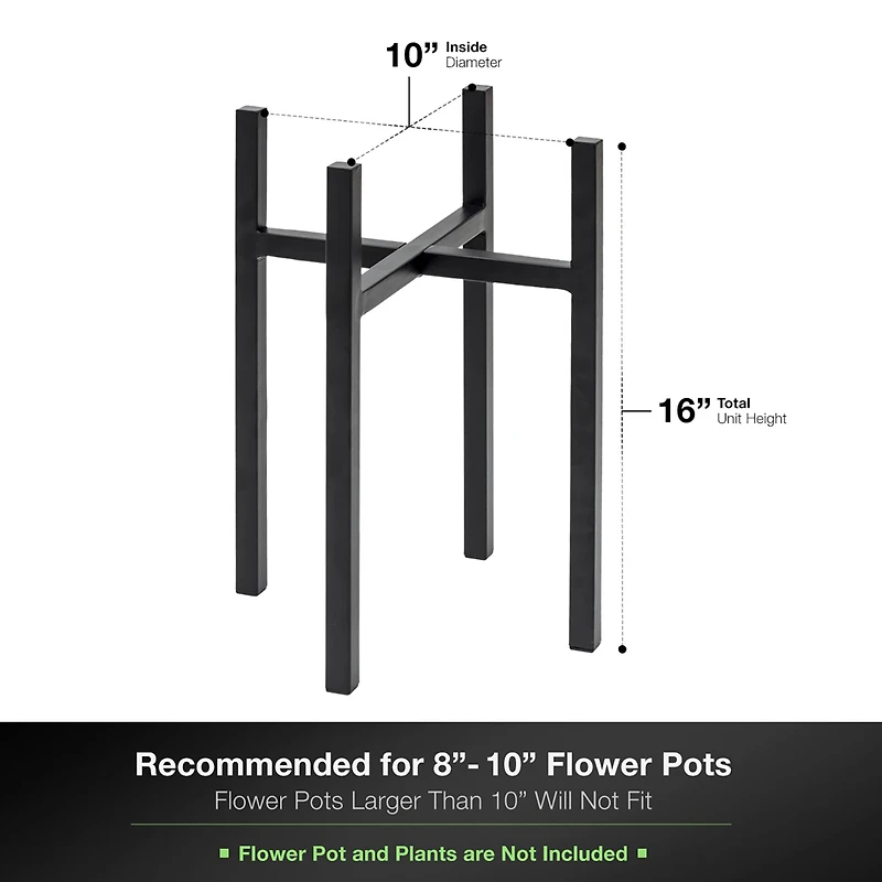 Sorbus 10" Black Mid Century Style Plant Stand