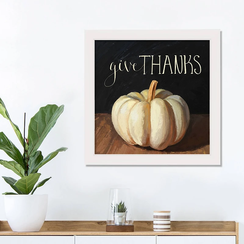 White Harvest Pumpkin Wall Art in White Frame