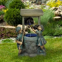 35" LED Children at a Wishing Well Water Fountain