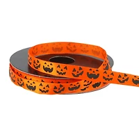 3/8" x 4yd. Orange Laughing Jack-o'-Lanterns Ribbon by Celebrate It® Halloween