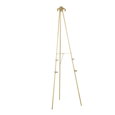 66.5" Gold Metal Foldable 2-Tier Display Easel with Scroll Finial