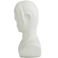 19" White Ceramic Cubist Inspired Head Sculpture