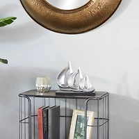 11" Silver Sail Boat Coastal Sculpture