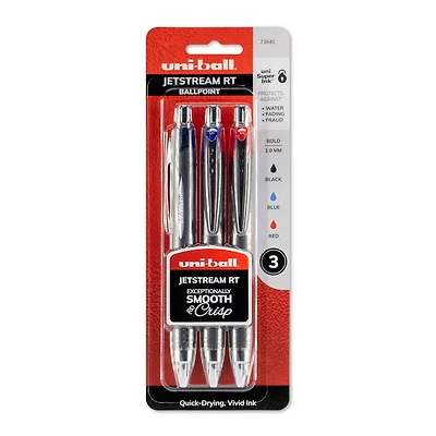 Uni-Ball® Jetstream RT Retractable 3 Color Pen Set, 1.0mm