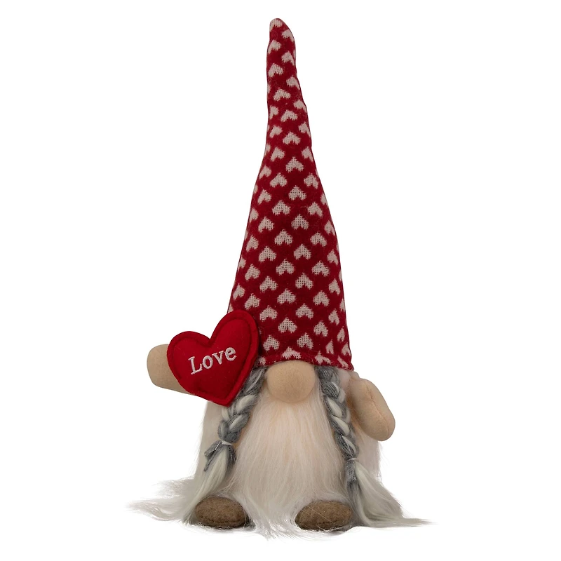 13" Lighted Girl Valentine's Day Gnome With Love Heart