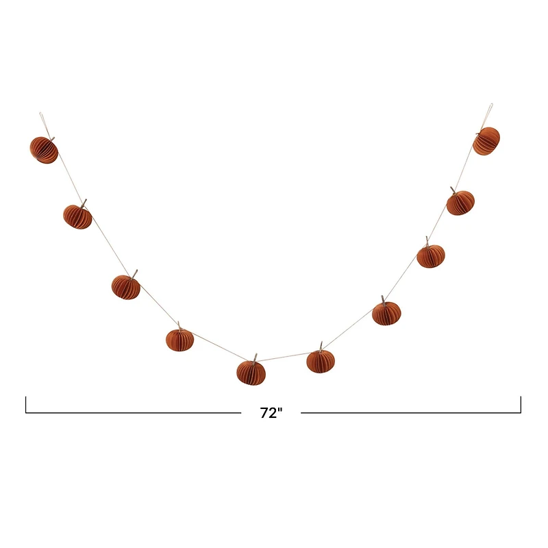 Hello Honey® 6ft. Orange Paper Folding Honeycomb Pumpkin Garland