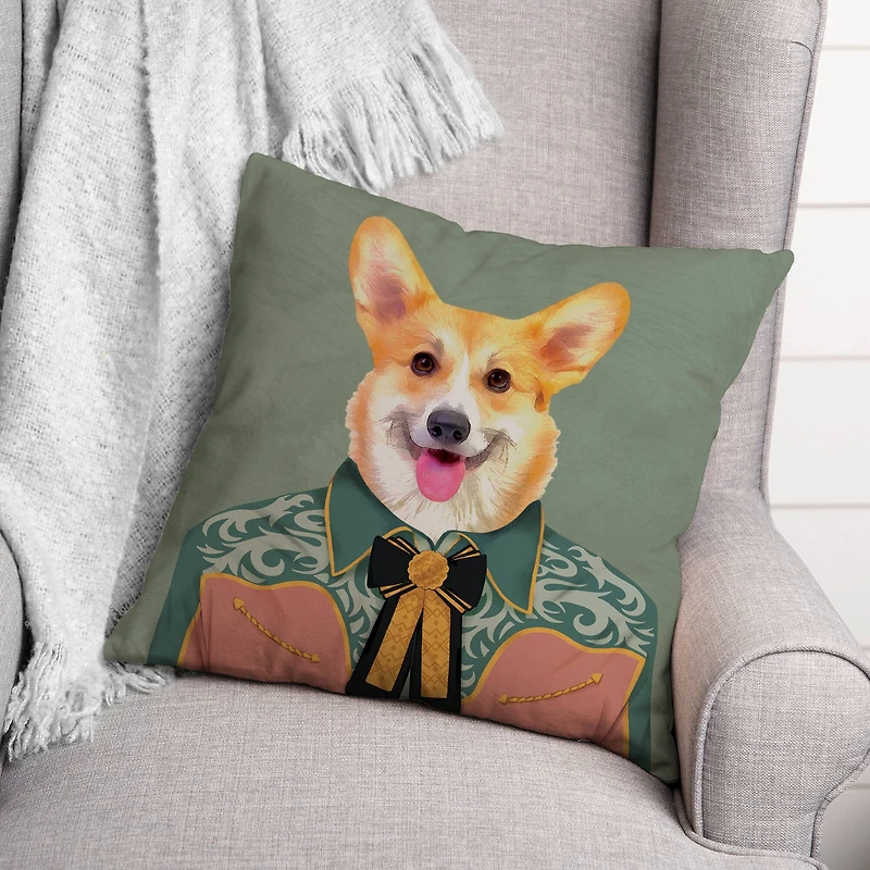 Dressed Corgi 2 Throw Pillow