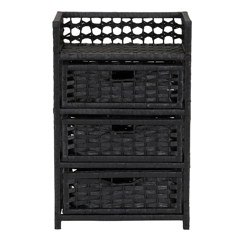 Household Essentials Woven 3 Drawer Chest with Cutout Handles