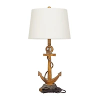 Brown Polystone Table Lamp Set of 2 13", 26"