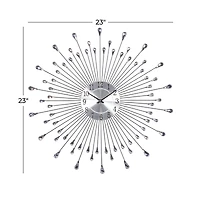 Silver Metal Modern Wall Clock, 23" x 23" x 2"
