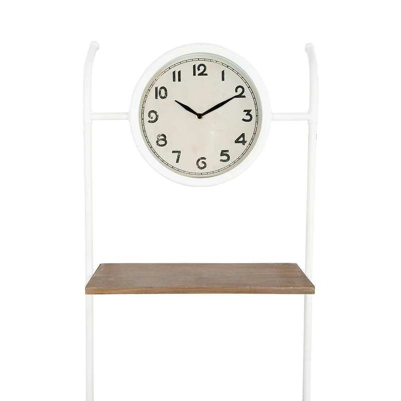 Hello Honey® White Wall Clock with 2 Shelves & 3 Hooks