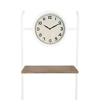 Hello Honey® White Wall Clock with 2 Shelves & 3 Hooks