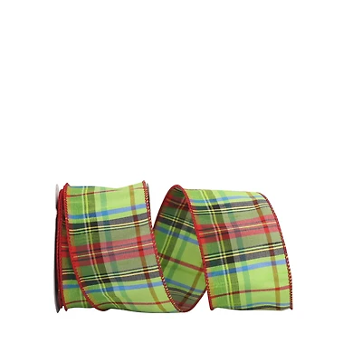 JAM Paper 2.5" x 10yd. Traditional Dupioni Wired Edge Citrus Plaid Ribbon