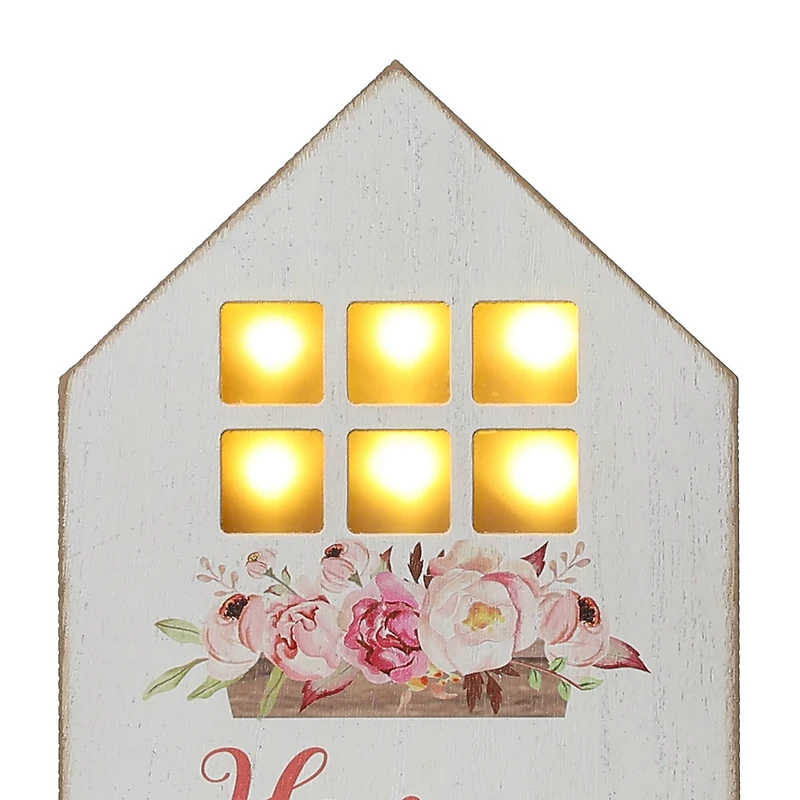 Glitzhome® Lighted Wood Mother's Day House Shaped Table Sign Set