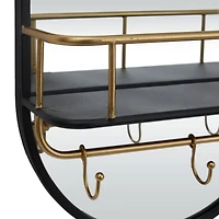 Black Metal Modern Wall Mirror, 14" x 5" x 28"