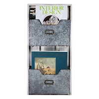 Galvanized Metal Mail & Magazine Wall Organizer