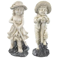 Design Toscano 13" Medium Rebecca & Samuel Young Gardener Statues Set