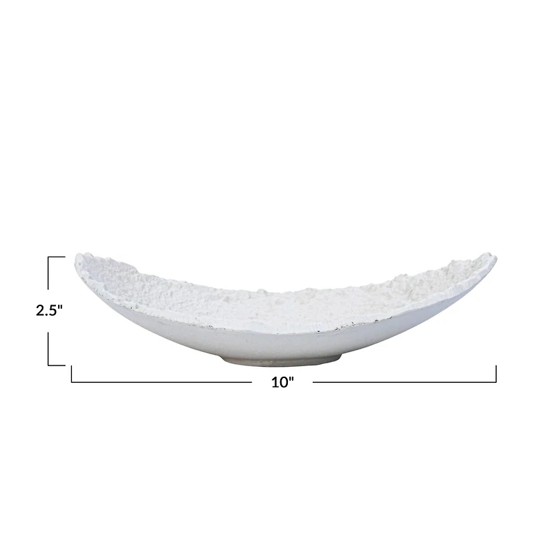 Hello Honey® 10" Matte White Decorative Textured Aluminum Bowl with Raw Edge