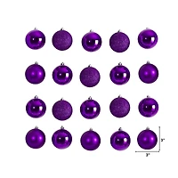 20ct. 3" Purple Shatterproof Christmas Ornaments