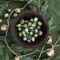 Hello Honey® 36ct. 1" Green Embossed Mercury Novelty Ornaments in Muslin Bag