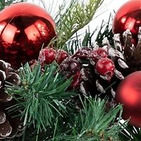 24" Pine Foliage in Wooden Box Planter