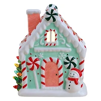 7" Teal Nostalgic Ceramic Lit Gingerbread House