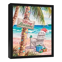 22" Merry Beachmas Christmas Black Framed Wall Canvas