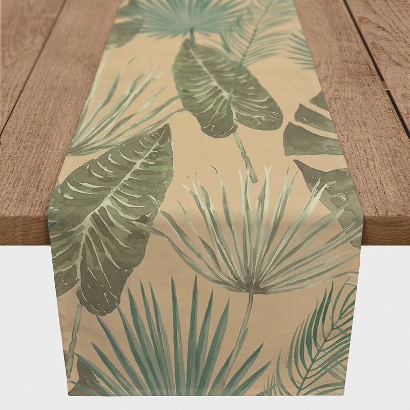 72" Tropical Palm Cotton Twill Runner