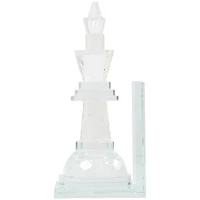 9.5" Clear Chess Oversized Bookends with Cut Crystal Designs Set