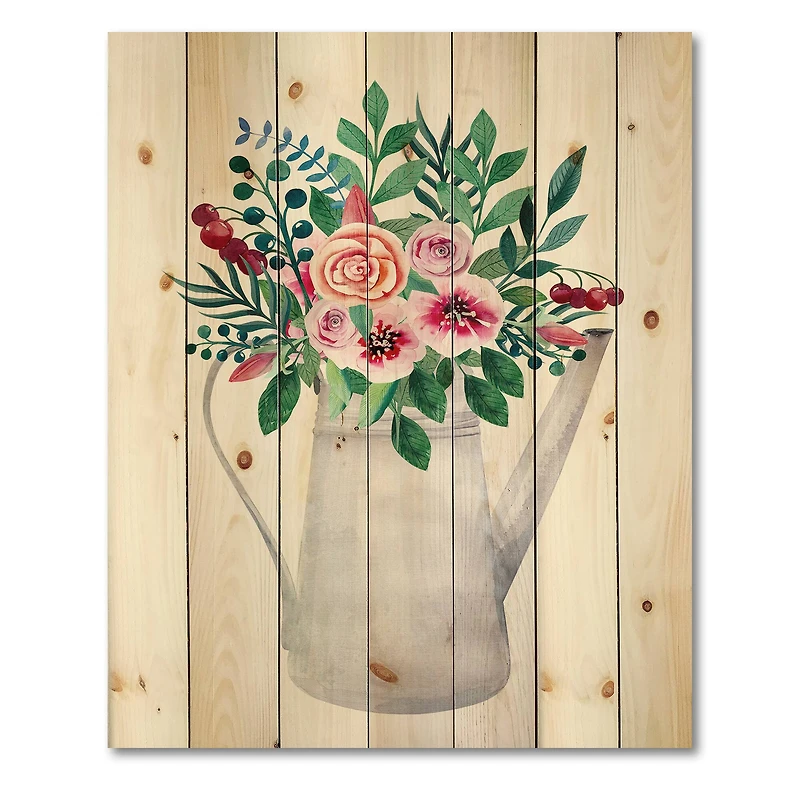 Designart - Bouquets of Flowers In Rustic Flowering Pot