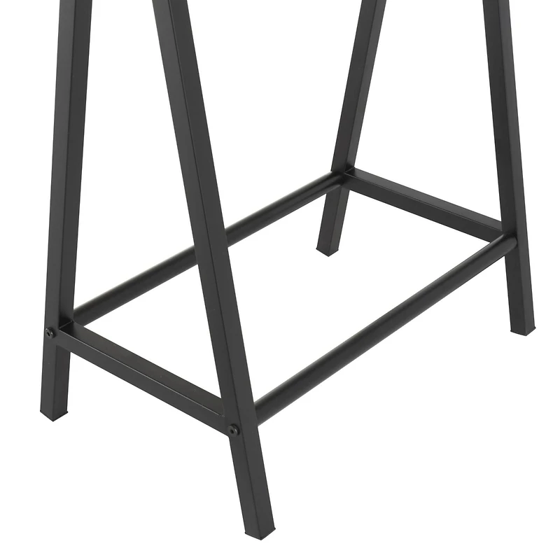 63" Brown Living Room Console Table with Black Metal Supports