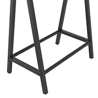 63" Brown Living Room Console Table with Black Metal Supports