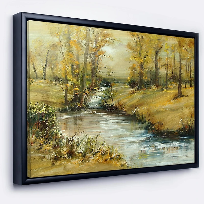 Designart - Brook in Autumn Oil Painting