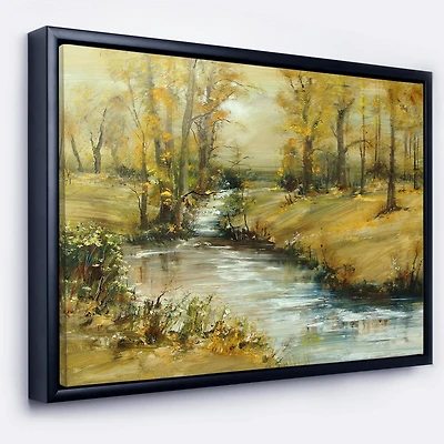 Designart - Brook in Autumn Oil Painting