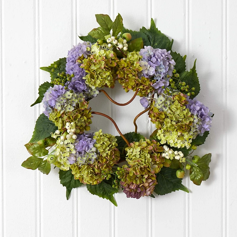 22” Purple & Green Hydrangea Wreath