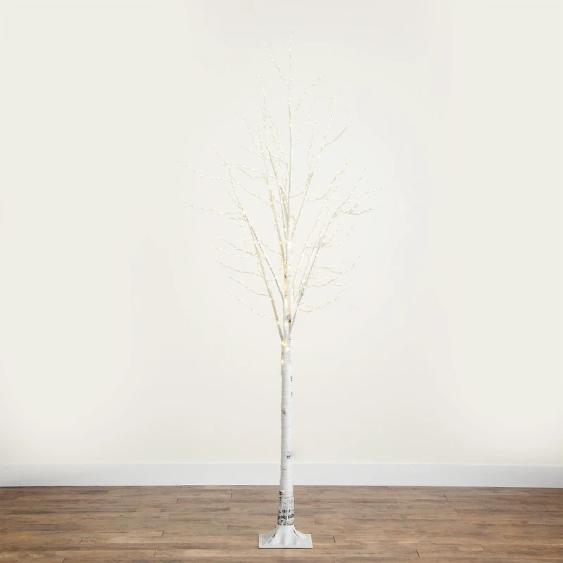 8ft. Pre-Lit White Birch Artificial Christmas Tree, Warm White LED Lights