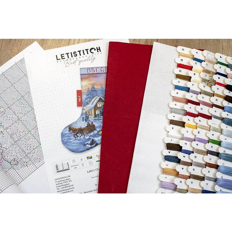 LetiStitch Counted Cross Stitch Kit Christmas Eve Stocking