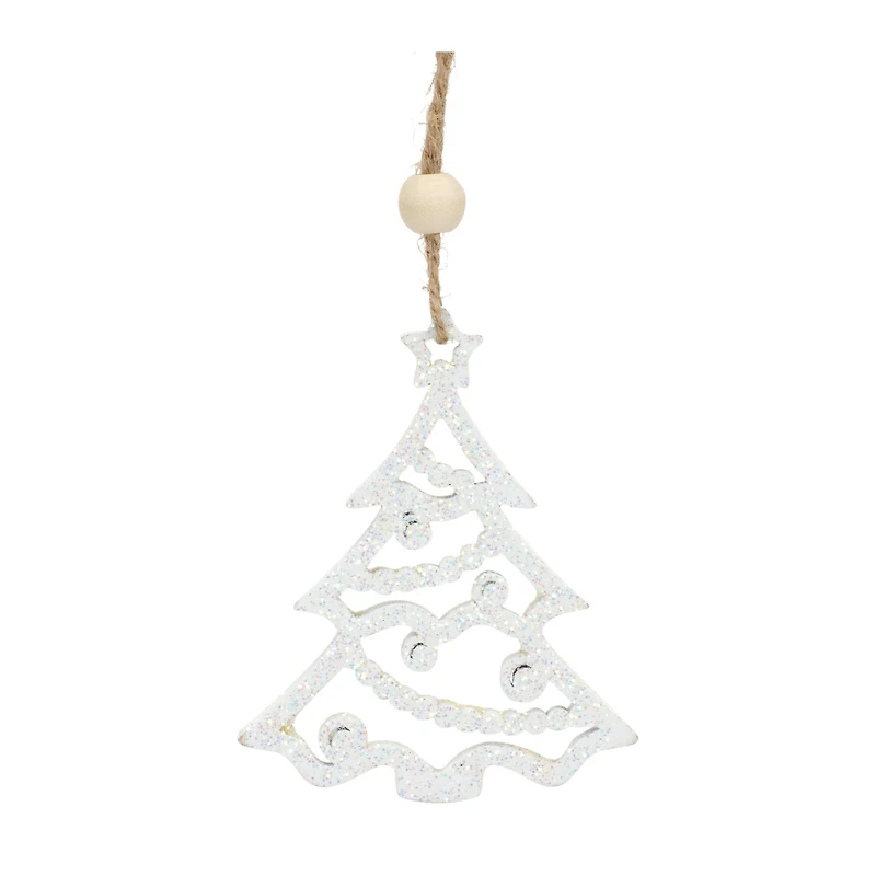 9 Pack 3" Glittery White Tree Ornaments