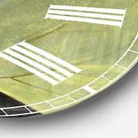 Designart 'Handpainted Green Leaf On Black Traditional Wall Clock