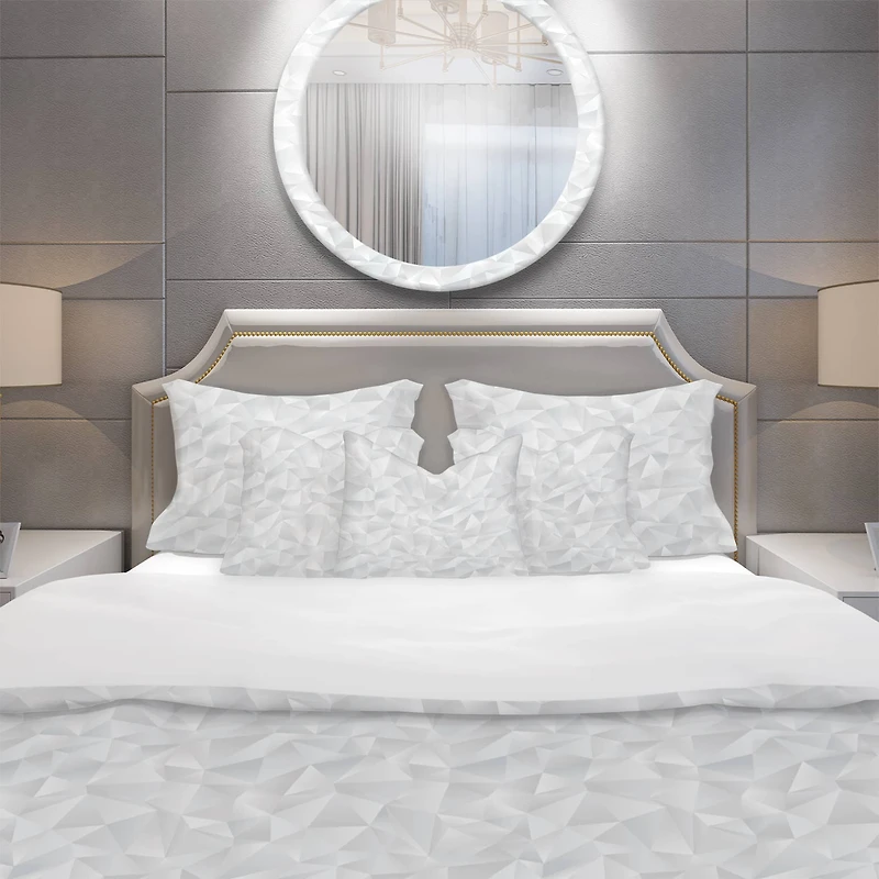 Designart 'Abstract White Geometric Pattern' Scandinavian Bedding Set