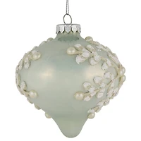 2ct. Pastel Green Icy Snowflakes Glass Onion Ornaments
