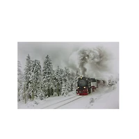 Winter Woods Train Fiber Optic & LED Lighted Canvas Wall Art