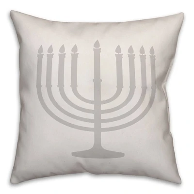 Gray Menorah 18x18 Spun Poly Pillow